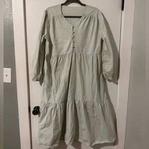 Light Green Prairie Dress Boho Chic